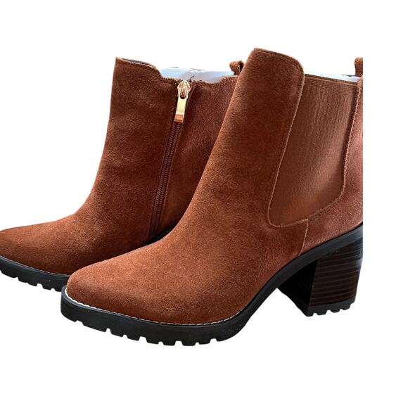 Franco Sarto Trent Women’s Ankle Boots Russet Brown Suede Leather Sz 7.5 WNWB - Picture 4 of 16